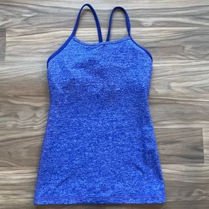 Blue Heathered Power Y Lululemon Athletic Tank Top Shirt